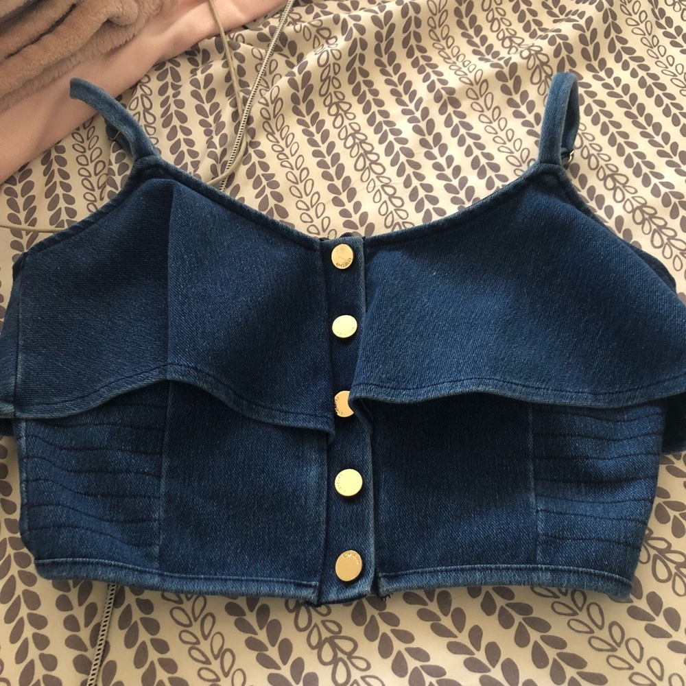 Bebe denim button up top